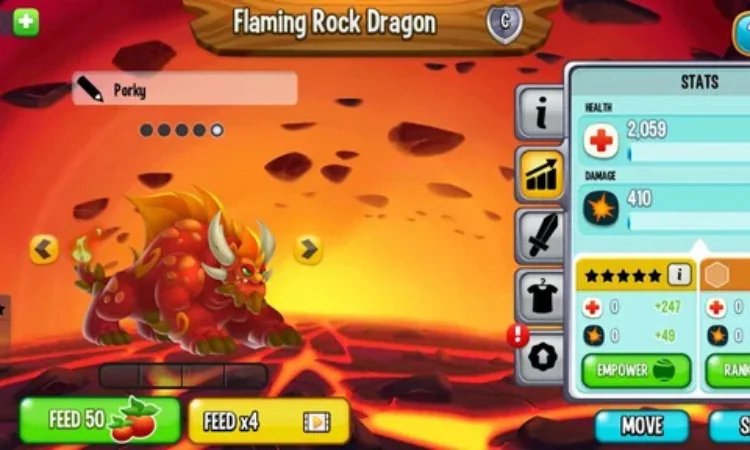 dragon city mod apk flaming rock dragon